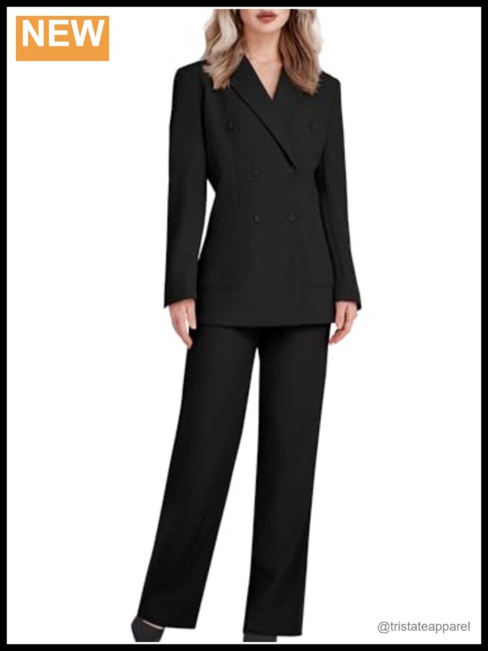 Women's Double Breasted Blazer & Wide Leg Pants Suit Set Business Casual